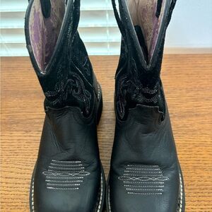 Ariat Black and Purple Leather Western Boots